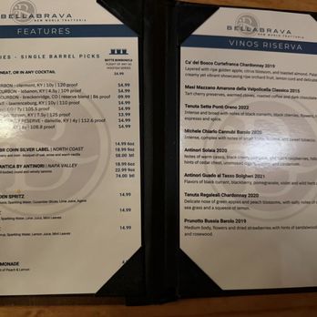 BellaBrava  - Cocktail and wine menu - Italian Near Me - St. Petersburg, Florida