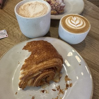 Hearth - Ham and cheese croissant, raspberry and white chocolate scone, cappuccino and oatmilk chai - Bakeries Near Me - Denver, Colorado