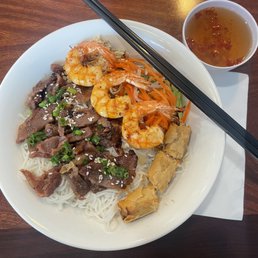 Bún thịt nướng with chả giò and Tom- so good! Bún thịt nướng with chả giò and Tom- so good!
