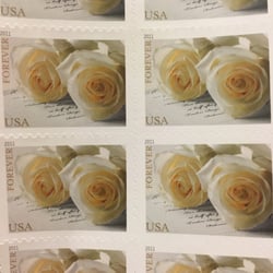 US Post Office - White Roses Forever stamps