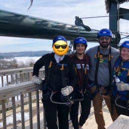 At the top of the last zipline, the longest in the Midwest! At the top of the last zipline, the longest in the Midwest!