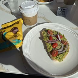 Avocado toast and Carmel macchiato