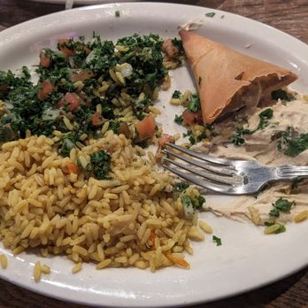 Aladdin Mediterranean Grill - Hummus, Tabouli, and Beef Samosa - Mediterranean Near Me - Houston, Texas