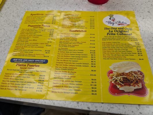 Menu photo 7 El Rey De Las Fritas Miami, FL