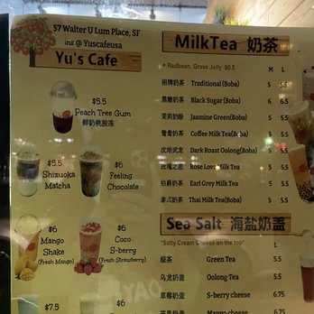 Yu's Cafe - Menu - Desserts Near Me - San Francisco, California Yu's Cafe - Menu - Desserts Near Me - San Francisco, California