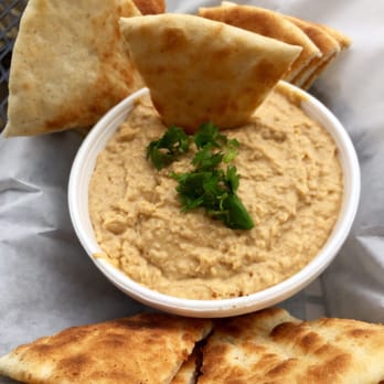 Josef's Gyros Kabob - Large order of Hummus with warm Pita Bread - delicious! - Greek Near Me - Appleton, Wisconsin