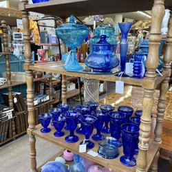 Classic Century Square - I love color coordinated glass displays! So pretty!