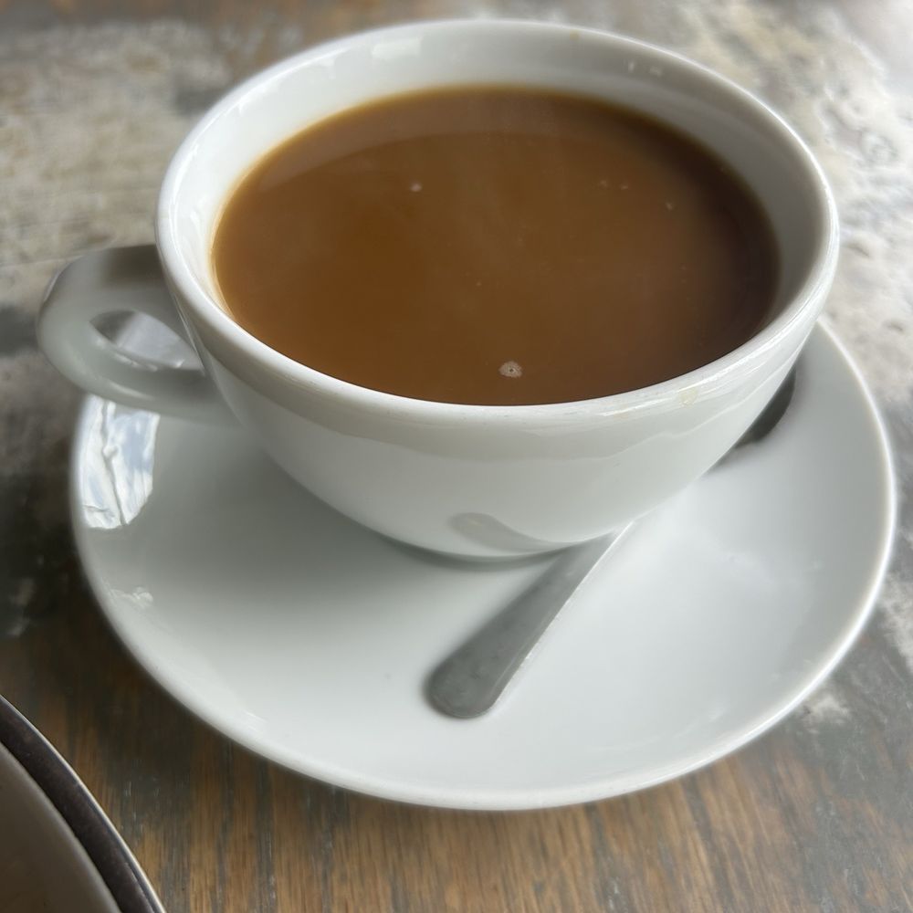 Dish Society - Decaf coffee with oat milk - New American Near Me - Houston, Texas
