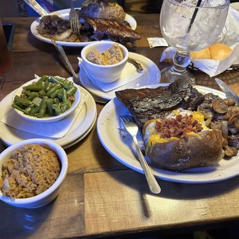 Texas Roadhouse - Texas Size Combo 6oz sirloin with mushrooms & onions and ribs. Sides are baked potato and green beans + rice. Downed Legend Margarita :) - Steakhouses Near Me - Turlock, California Texas Roadhouse - Texas Size Combo 6oz sirloin with mushrooms & onions and ribs. Sides are baked potato and green beans + rice. Downed Legend Margarita :) - Steakhouses Near Me - Turlock, California