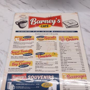Barney's Cafe - Menu 2. - American Near Me - Mount Airy, North Carolina