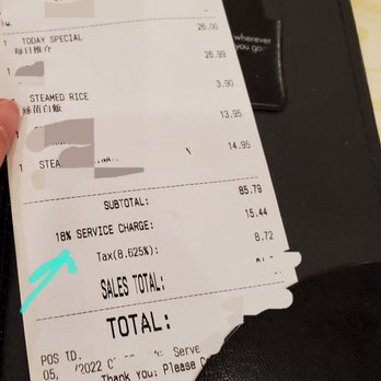 Cheung Hing - Sneaky 18% service charge automatically added to the bill yet came back with a receipt with a line for more tip! - Dim Sum Near Me - San Francisco, California
