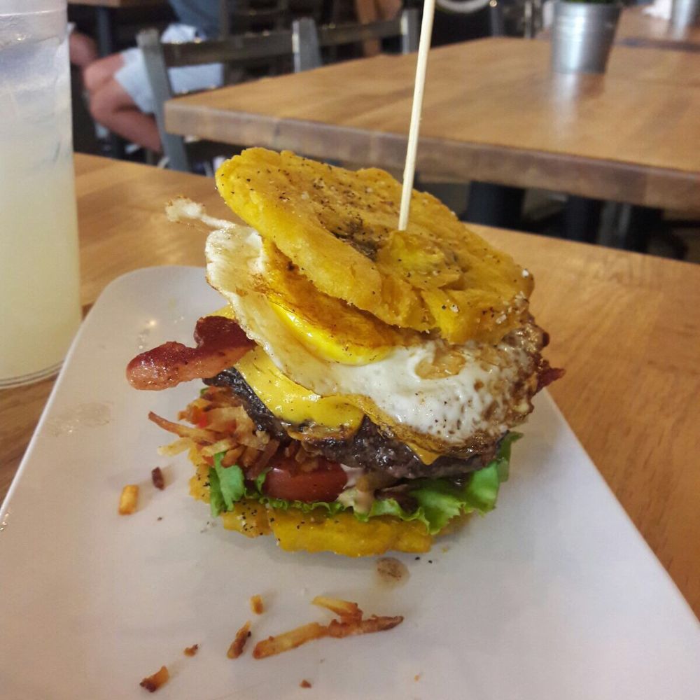 PINCHO - Toston burger with bacon and egg - Burgers Near Me - Miami, Florida PINCHO - Toston burger with bacon and egg - Burgers Near Me - Miami, Florida