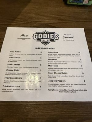 Menu photo 2 Gobies Pub Minden City, MI