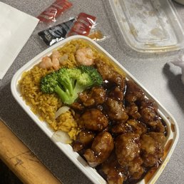 General Tso, Pork fried rice and eggroll General Tso, Pork fried rice and eggroll