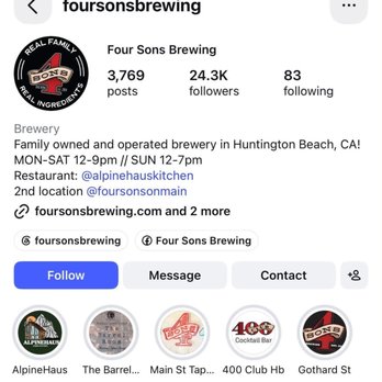 Four Sons Brewing - Breweries Near Me - Huntington Beach, California Four Sons Brewing - Breweries Near Me - Huntington Beach, California