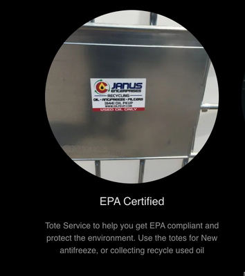 Used Oil clean up - We can up all types of used oil, used antifreeze, barrel clean and more.   Plus, we are EPA certified.  We remove barrels and pump out tanks from small to large.  We coordinate pick up with local residents as well.