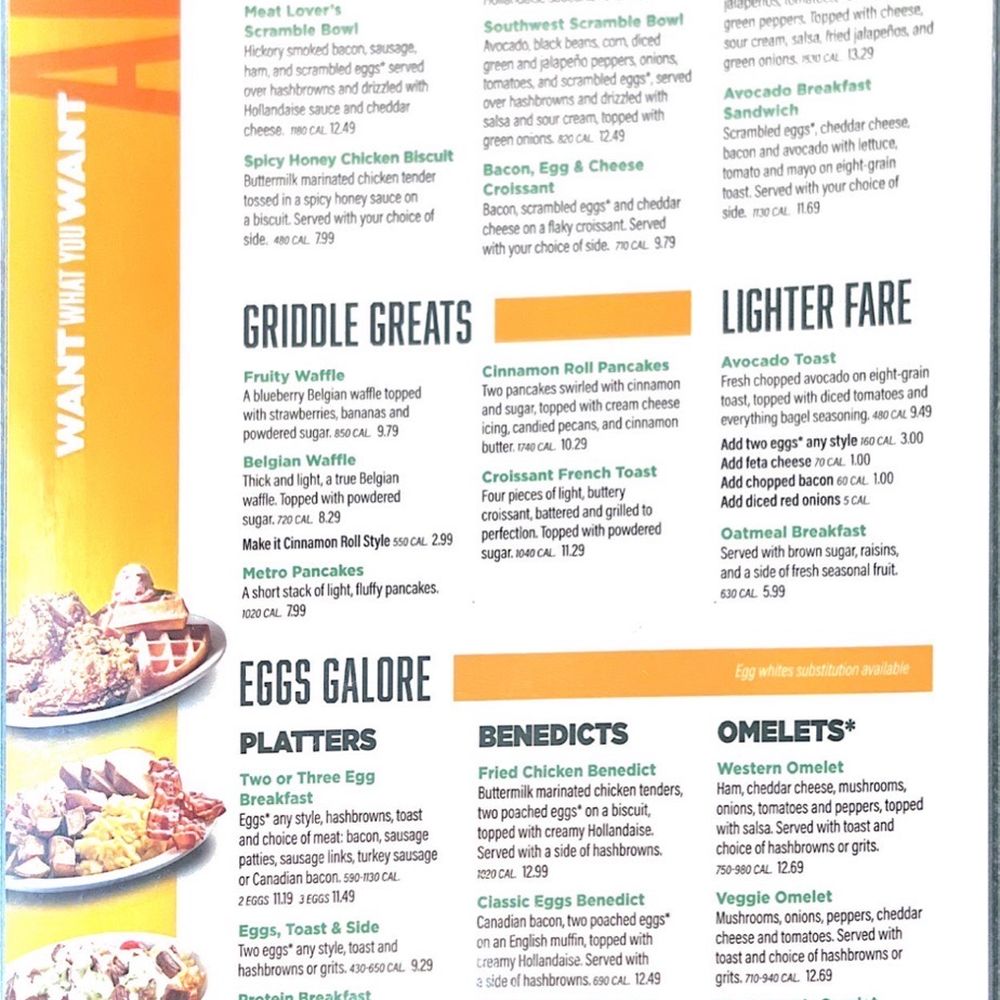 Up close of menu Up close of menu