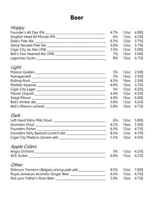 Menu photo 3 The Bull Gainesville, FL