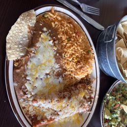Enchilada Beas and rice. I ordered the El Guero which was online but not on the menus Enchilada Beas and rice. I ordered the El Guero which was online but not on the menus