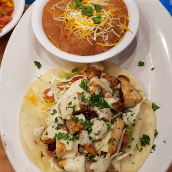 Cabo Fish Taco - Chicken taco and refried beans - Mexican Near Me - Blacksburg, Virginia