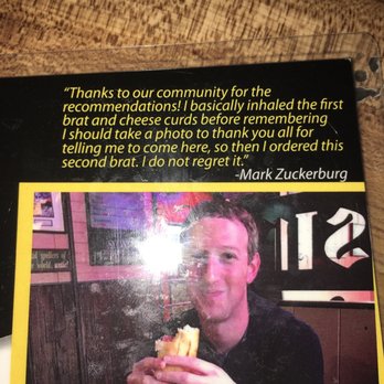 State Street Brats - Picture of Zuckerburg endorsement! - American Near Me - Madison, Wisconsin