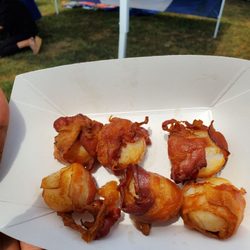 Kegs and Corks - Bacon wrapped Scallops. Always a winner!