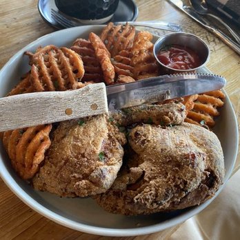 Enclave Grille - Maple Chicken w/ sweet potato fries, at the Enclave Grille in Burlington, CT. - New American Near Me - Burlington, Connecticut