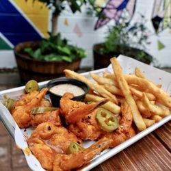 LadyBird Beer Garden - Fried Shrimp with fries