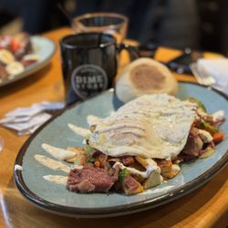 Dime Store - Corned Beef  hash with an over easy egg