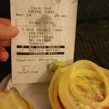 Cook Out - No onions, guess when got some onions - American Near Me - Cookeville, Tennessee Cook Out - No onions, guess when got some onions - American Near Me - Cookeville, Tennessee