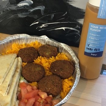 The Halal Guys - Falafel platter and Thai Tea - Halal Near Me - Seattle, Washington The Halal Guys - Falafel platter and Thai Tea - Halal Near Me - Seattle, Washington