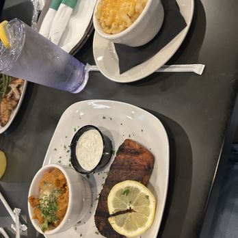 Illusions Restaurant and Bar - Salmon, sweet potato casserole, and Mac and cheese - Cocktail Bars Near Me - Glen Burnie, Maryland