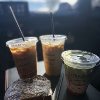 First Wave Coffee - Shore break Golden hour  Strawberry matcha Chocolate chip banana bread - Coffee & Tea Near Me - Maui, Hawaii