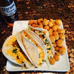 Juicy Tails -Fayetteville - Blackened catfish tacos with fried okra