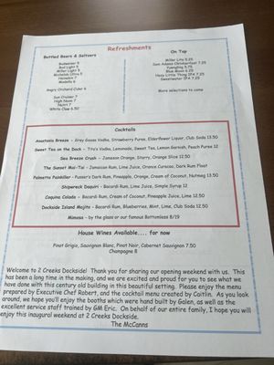 Menu photo 2 2 Creeks Dockside St. Augustine, FL Menu photo 2 2 Creeks Dockside St. Augustine, FL