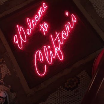 Clifton's Republic - Ambiance neon lighting on the floor - Bars Near Me - Los Angeles, California