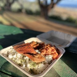 Keeaumoku Seafood - Salmon Belly with spicy ahi Poke Plate