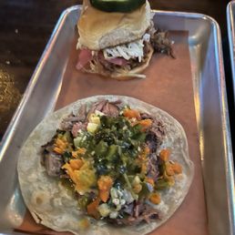 Brisket Taco & Pulled Pork slider