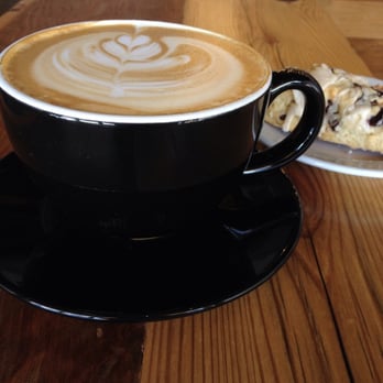 Spearhead Coffee - Latte and dark cherry and chocolate scone. - Coffee & Tea Near Me - Paso Robles, California