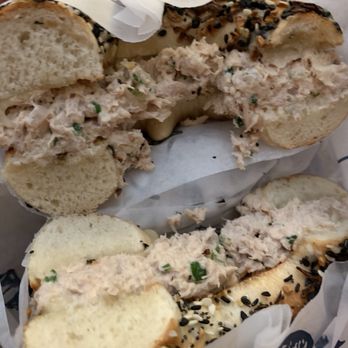 The Lox - Tuna bagel for lunch. It was okay. Not much flavor - Breakfast & Brunch Near Me - Columbus, Ohio