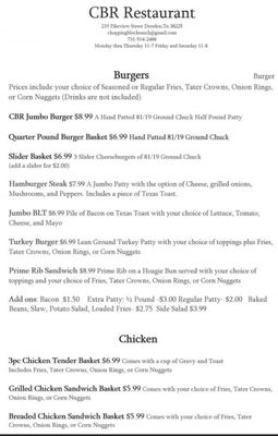 Menu photo 2 CBR Restaurant Dresden, TN