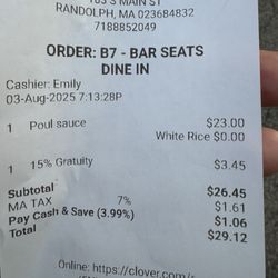 Sister’s Restaurant II - Gratuity was added without my knowledge or consent. When questioned he states its service fee. Cash line is card fee. Hidden fee