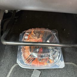 This was the food container that I found, and there's ketchup here all over the van. I closed it before I took this picture. This was the food container that I found, and there's ketchup here all over the van. I closed it before I took this picture.