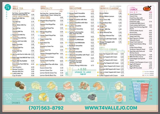 Menu photo 1 T4 Vallejo Vallejo, CA