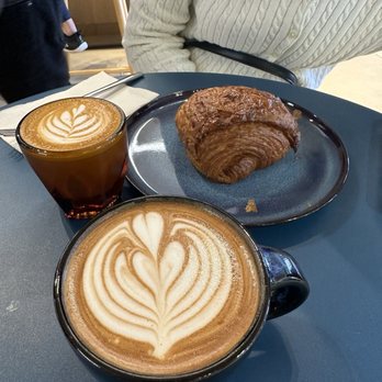 Moonwake Coffee Roasters - Cortado (left), Milo mocha , chocolate croissant, - Coffee Roasteries Near Me - San Jose, California Moonwake Coffee Roasters - Cortado (left), Milo mocha , chocolate croissant, - Coffee Roasteries Near Me - San Jose, California