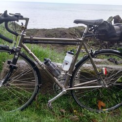 P T Cyclery - 1992 Merlin Titanium with down tube shifter. Still, my best ride.