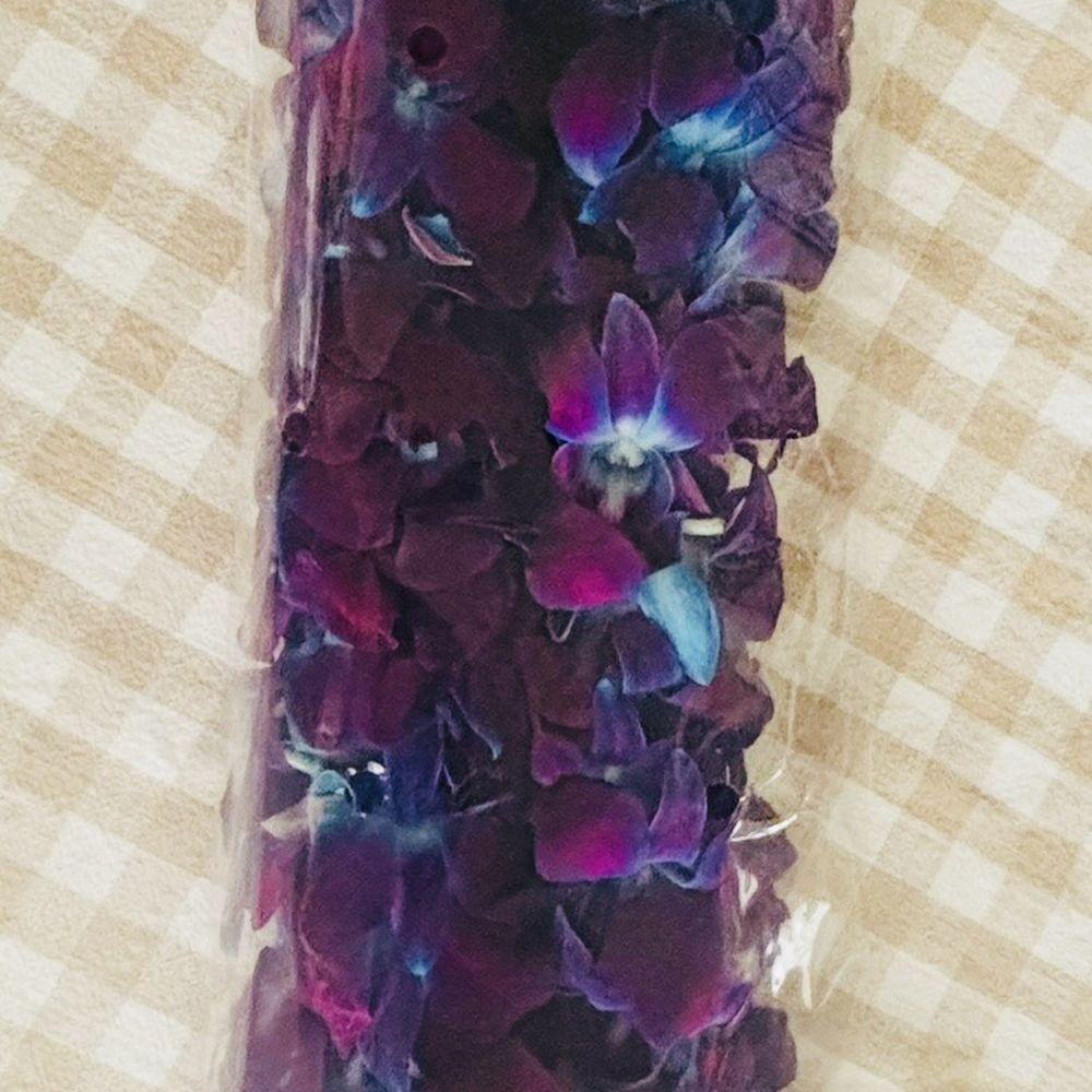 Double strand blue and purple orchid lei