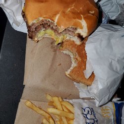 Baker's Drive-Thru - Double cheese burger, fries and grilled chicken sandwich