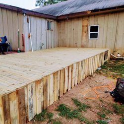 Lee Cress - Deck in progress 16' x 32 ' addition with storage access and vapor barrier.