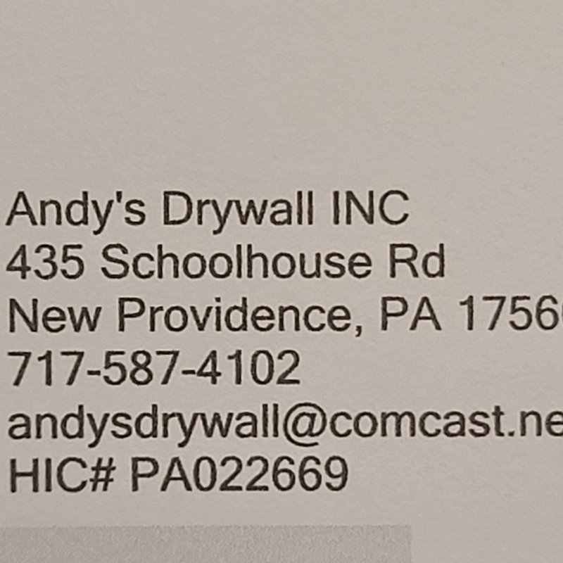 ANDY’S DRYWALL Updated August 2024 New Providence, Pennsylvania
